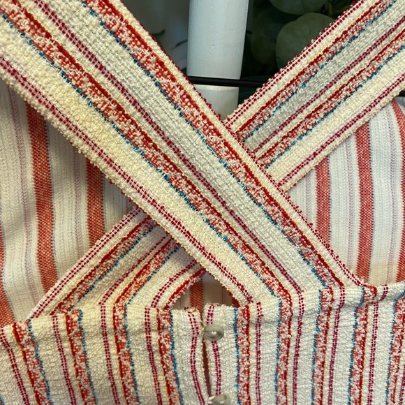 Madewell Textured Stripe Crop Top Sleeveless Open Back XS - Picture 4 of 7